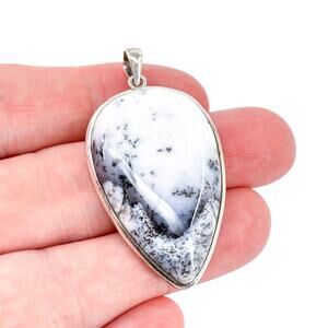 Vintage Sterling Silver 925 Dendritic Opal Teardrop Pendant